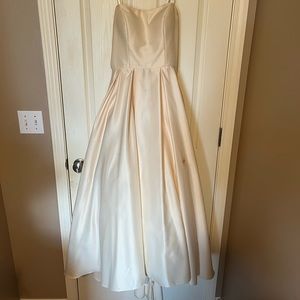 Strapless Pale Yellow Ballgown Prom Dress